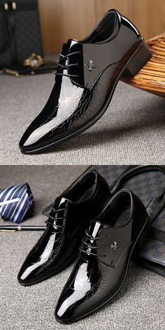 Men/'s Oxfords Glossy Leather Shoes Pointed Toe Business Dress Formal Office Work