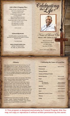 memorial service programs sample