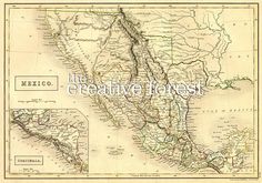 MAP OF TEXAS 1863 Vintage State Map Reproduction Rolled CANVAS PRINT 30x24 in.