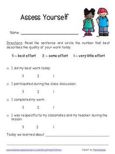 student self assessment i can statements students school and teacher student self assessment form