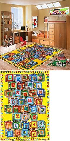 Kids Rugs Area 5 X 7 Children Carpet Non Skid Gel Backing Kids Rugs Abc Blocks Area Rug 5 X 7 Children Crayons Carpet Non Skid