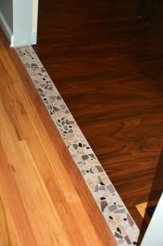67 Best Creative Flooring Transitions Between Rooms Images On 12 Accent Tile Transition Between The Hardwood In Dining Room And Vinyl Planking Kitchen Digsdigs Kermans Flooring