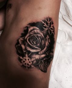 blue watercolour rose with snowflakes tattoo by stoner blue watercolour rose with snowflakes tattoo by stoner