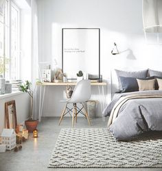 Charming bedroom with small work space with Ikea \'Micke\' desk ... Charming bedroom with small work space with Ikea \'Micke\' desk ...