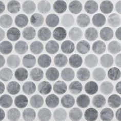 Gray Penny Round Tile Light Grey Grant Dark Mosaics Small Penny Rounds Mosaic Tile Using Bardiglio Honed Marble The Clic Retro Round Has Been Updated A New Material Natural Stone