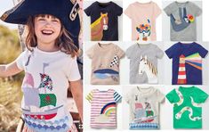 Mini Boden girls cotton stripe Breton top shirt white red blue multi age 1-16