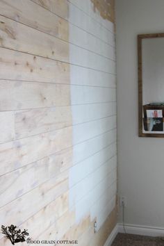 White Wood Planked Walls Mint Ceiling Trim Moldings Millwork Plank Wall Tutorial By The Wood Grain Cottage Laundry Room Add Hooks To Hang Bags