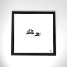 Evelyn Bunny in grey Scandinavian art gift small framed print