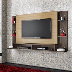 Quer deixar sua sala de estar mais requintada? Aposte nos painéis para TV. Eles são compactos, fáceis de instalar, e ainda ajudam na decoração e na organização do seu ambiente. ;) #decoração #design #madeiramadeira Living Room Tv, Tv Unit Interior Design, Living Room Tv Unit Designs, Tv Unit Decor, Tv Room Design, Tv Wall Cabinets, Wall Tv Unit Design, Tv Wall Decor, Tv Wall Unit