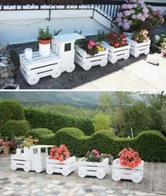 You will love this Wooden Train Garden Planter Made With Crates and it's an easy DIY you'll love to try. Check out all the ideas now and watch the video. Garden Care, Crates, Wood Diy, Planter Project, Diy Outdoor, Pallet Diy