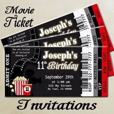 printable movie ticket birthday invitation movie event hollywood