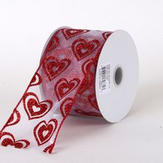 5 Yards Valentine/'s Day Glitter Red Hearts Black White Striped Wired Ribbon 1 1//