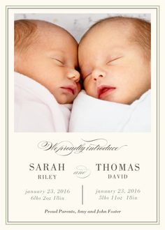 twin birth announcements photo cards