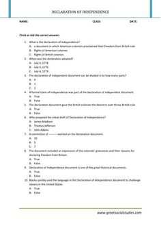 10 Best Declaration Of Independence Facts Images Declaration Of Independence Summary Facts Work Sheet