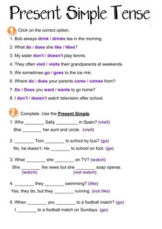 Present Simple ficha interactiva y descargable. Puedes hacer los ejercicios online o descargar la ficha como pdf. English, Worksheets, Simple Present Tense Worksheets, Teaching English Grammar, English Grammar For Kids, Grammar For Kids, Simple Past Tense, Language Teaching