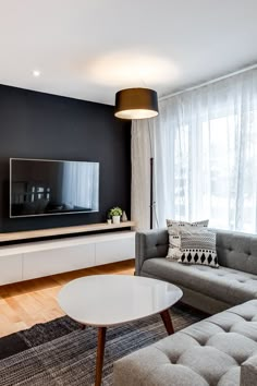 Le projet Vinet: une véritable cure de jeunesse pour un décor qui passera les années! | Magazine | La Pièce Home Décor, Media Cabinets, Bedroom, Floating Media Cabinet, Tv Wall Decor, Living Room Tv, Tv Wall, Small Living Room Decor, Media Cabinet