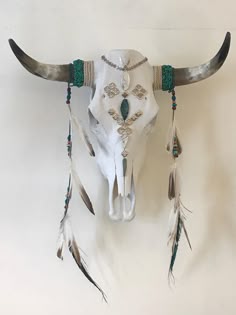 Bison skull flower crown /& arrows faux leather sheet vinyl fabric full-1//2 sheet