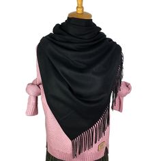 Yohji Yamamoto Black Scarf Women Soft Cashmere Scarves Stylish Warm Blanket Winter Shawl