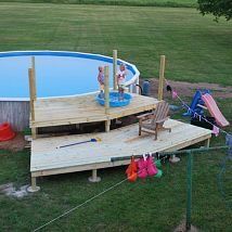 How To Build Pool Steps Using Pallet Wood And Reclaimed Home Our Pool Deck Project Decks Designs End Of Day Two Lower Complete Next Will Be Steps Railings And Gate