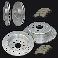 2 Rear Drill Slot Brake Disc Rotors 4 Pads For 2007-2011 Honda Civic Si Sedan