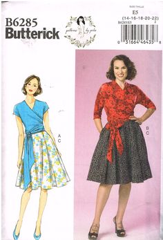 Size 14-16-18-20-22 Butterick Patterns B6483 E5 Misses Dresses with Mandarin Collar and Skirt Options by Gertie