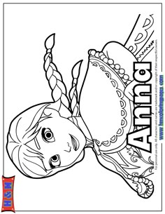 Anna Frozen Free Colouring Page