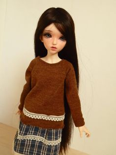 1//6 1//4 bjd 6-7/" doll head brown curly wig YOSD Luts dollfie iplehouse W-182S