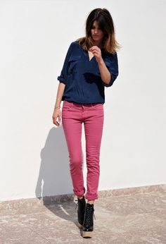 17 Best Pink And Red Do Go Together Images Hanneli Pink Trousers Pants Looks Chloe Sevigny Streetwear Navy
