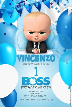 free boss baby party invitation template party in 2019 baby first birthday invitation templates