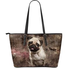 New Handmade Large Pugs Pug Toss Green Bkgd Dogs Pets Denim Tote Bag