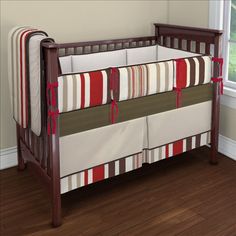 207 Best Rockabye Baby Images On Pinterest In 2018 Kids Room Red And Brown Striped Fabric For The Crib Bedding