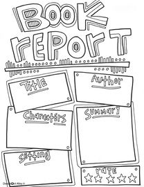 book report template coloring page great way to get kids started on