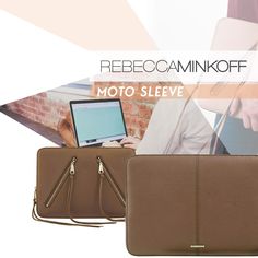 Rebecca Minkoff Moto 13/" Sleeve Case for Macbook Laptop Almond Leather