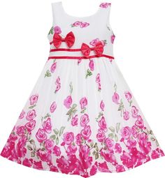 Sunny Fashion Girls Dress Cotton Floral Print Beaded Butterfly Purple