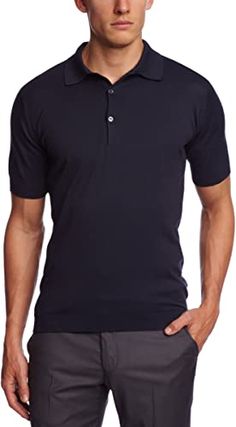 John Smedley Mens Adrian Button Front Short Sleeve Polo Shirt
