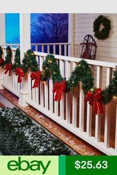 Wreaths, Garlands & Plants Home & Garden #ebay Decoration, Christmas Porch, Christmas Porch Decor, Christmas Front Porch, Outdoor Christmas Lights, Outdoor Christmas, Outdoor Christmas Decorations, Christmas Home