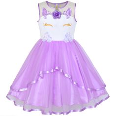 Sunny Fashion Girls Dress Light Pink Unicorn Rainbow Summer Sundress Size 4-12