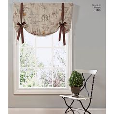 Nip Plaid Valance Taupe Brown Curtains Of Character By United Simplicity Pattern 1176 Window Treatments