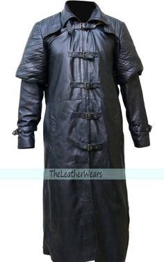 X-Large SouthBeachLeather Hugh Jackman Van Helsing Black Leather Long Trench Coat