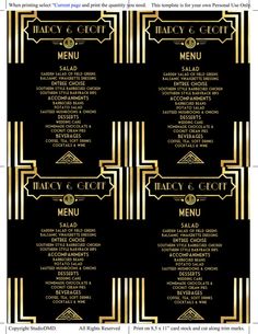 great gatsby menu template