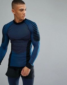 **AUTHENTIC** Skins DNAmic Team Mens Compression Long Sleeve Top NAVY BLUE