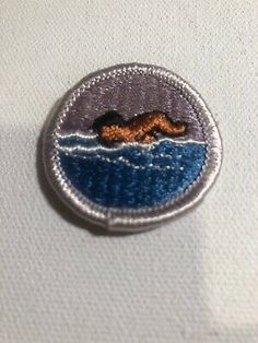 TYPE H BLUE BACKING BOY SCOUT SWIMMING MERIT BADGE NEVER USED MINT