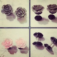 Inspiration Dezigns 16G Glitter Heart Rose Gold IP 316L Surgical Steel Fake Plugs Sold as a Pair