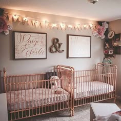 312 Best Vintage Nursery Ideas Images On Pinterest In 2018 Child Double The Rose Gold Love In This Sweet Twins Nursery From Emileestucky Name