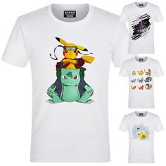 Anime Pokemon Luminous t-shirt Men/'s Tops Loose Multicolor Short Sleeve