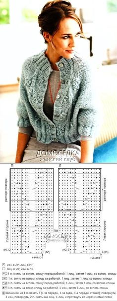 Capelet, directions in Russian; chart for Aran pattern, 22 sts = 1 repeat 22 п. (1 раппорт) Remeber изн. = purl; лиц. = knit