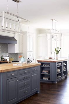 Blue Grey Kitchen Cabinets Butcher Block Get The Look With If You Own A Ious Kitchen Why Not Going For With 2 Islands