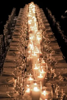 Some of the tables will be pillar candles in vases at varied heights and votives creating a candle runner down the center of the table. Wedding Lights, Candlelit Reception, Reception Decorations, Sophisticated Wedding Reception, Candle Theme Wedding, Weddings