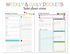 teachers weekly planner template