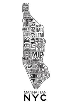 manhattan new york neighborhood map poster